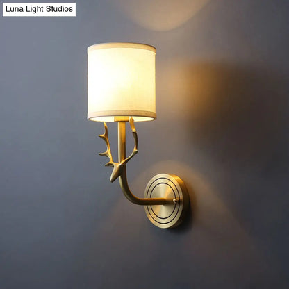 Brass Antique Wall Lamp Fixture with Frosted White Glass Tulip Shade - 1-Light Wall Mount Light