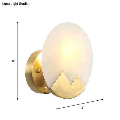Brass Antique Wall Lamp Fixture with Frosted White Glass Tulip Shade - 1-Light Wall Mount Light
