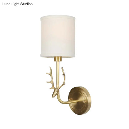Brass Antique Wall Lamp Fixture with Frosted White Glass Tulip Shade - 1-Light Wall Mount Light