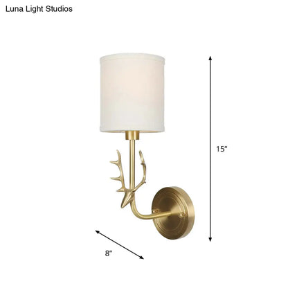 Brass Antique Wall Lamp Fixture with Frosted White Glass Tulip Shade - 1-Light Wall Mount Light