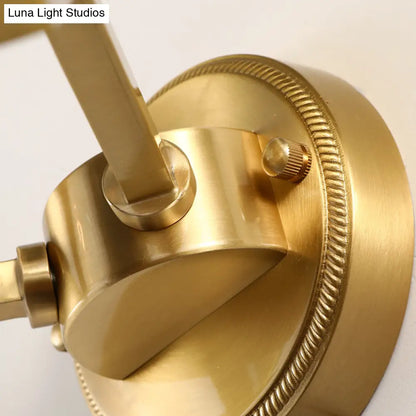 DecorBites™ Brass Ball Sconce Light with Ribbed Glass Shade - Simple Wall Mount Lamp