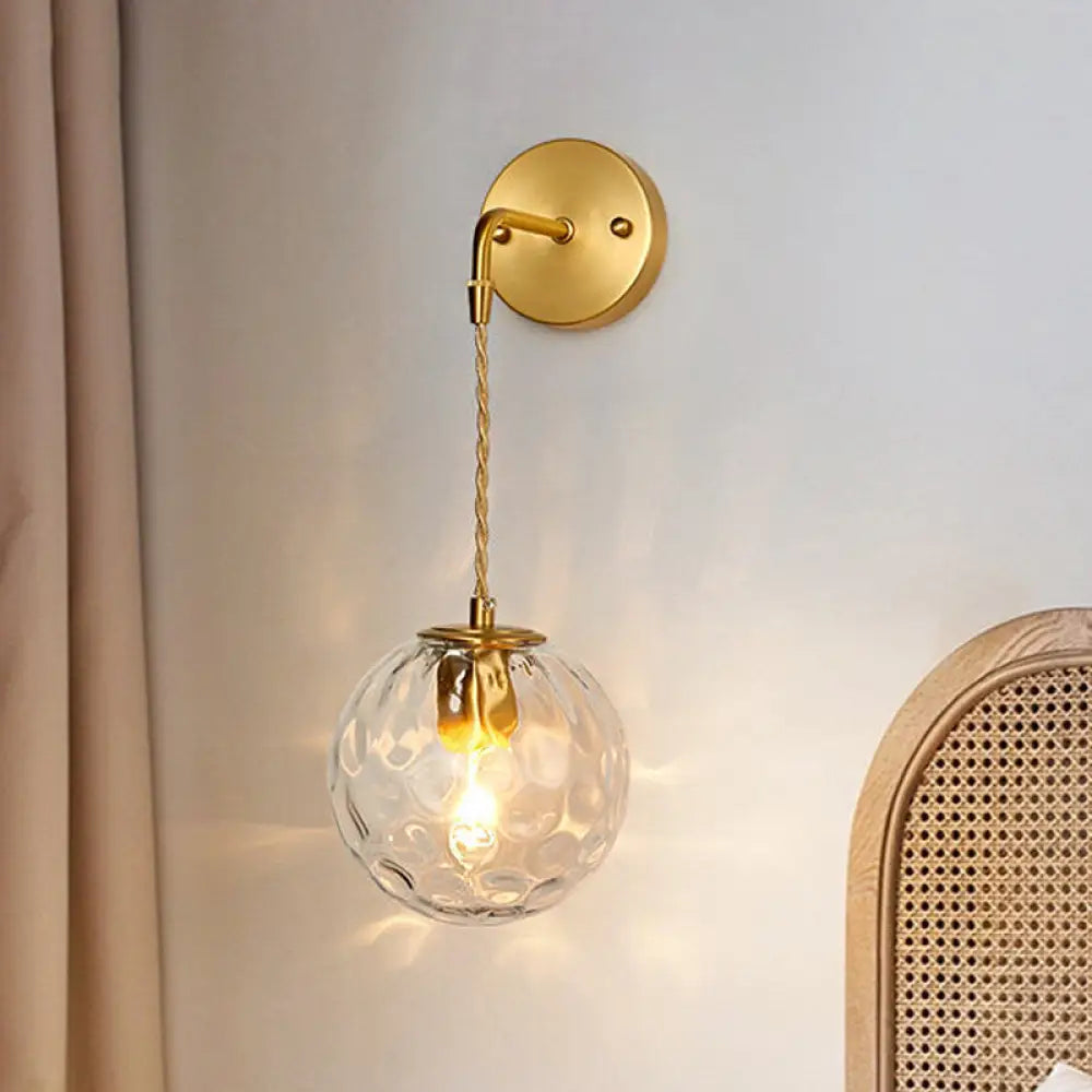 DecorBites™ Brass Bedside Wall Sconce Light with Water Glass Shade - Simplicity at Its Finest!