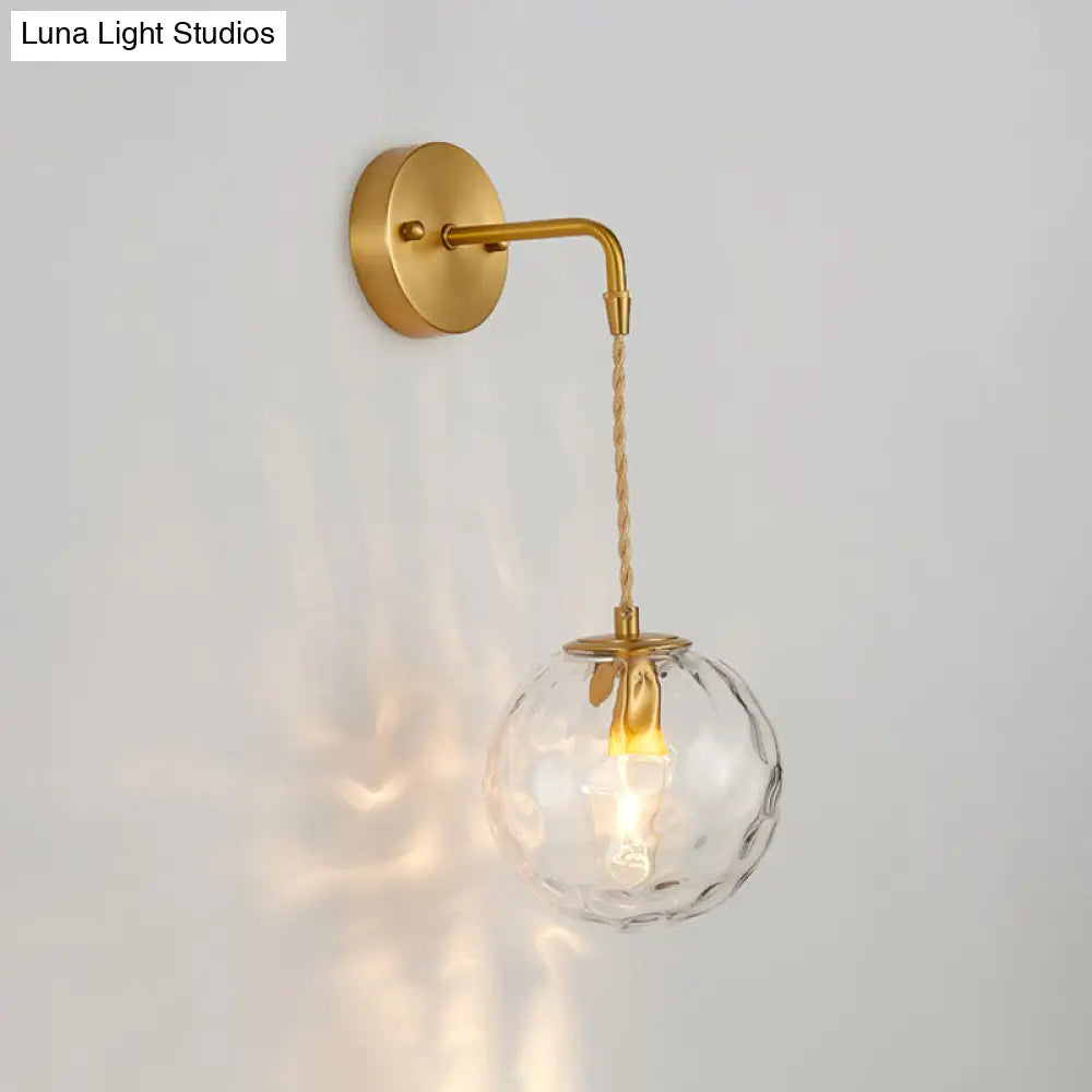 DecorBites™ Brass Bedside Wall Sconce Light with Water Glass Shade - Simplicity at Its Finest!