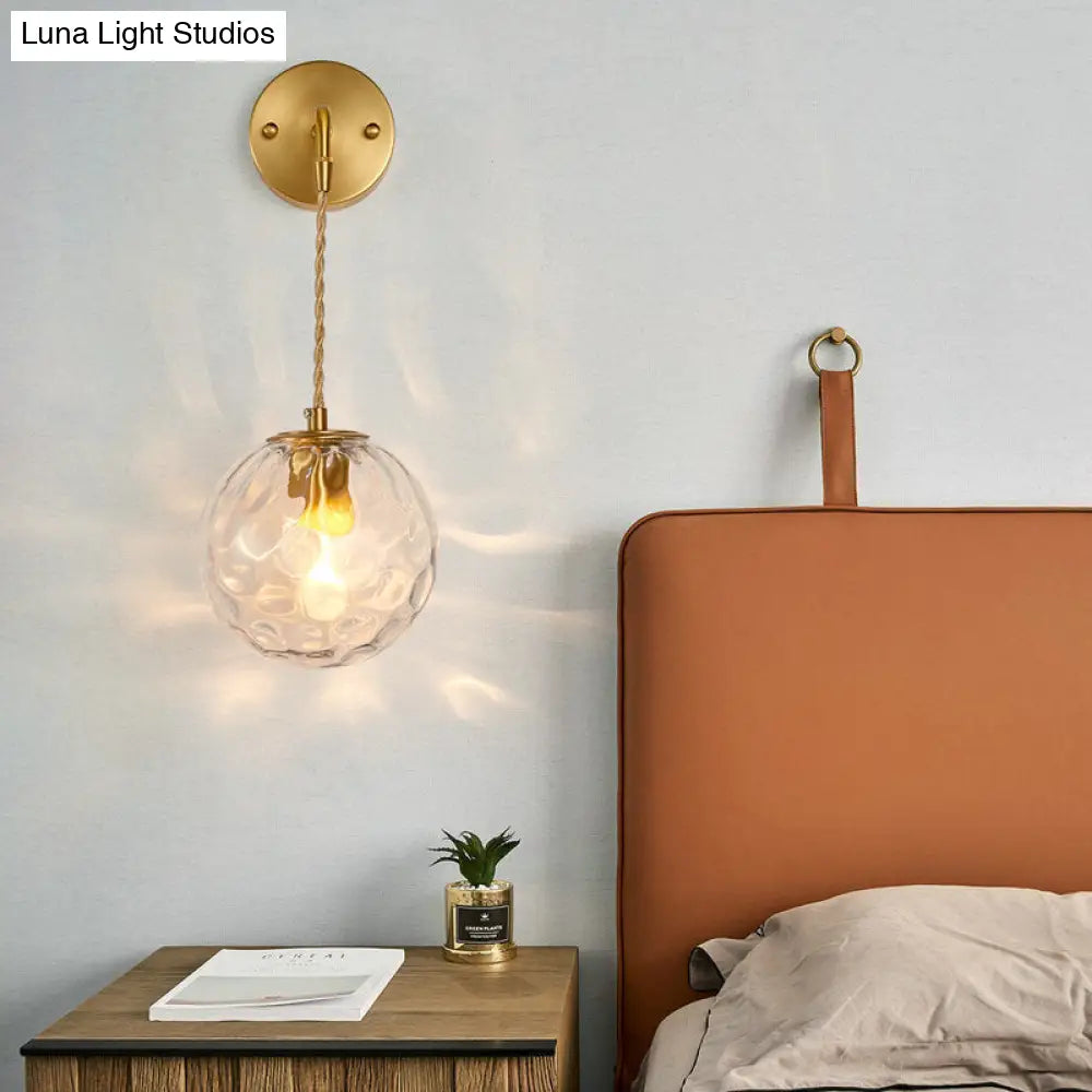 DecorBites™ Brass Bedside Wall Sconce Light with Water Glass Shade - Simplicity at Its Finest!