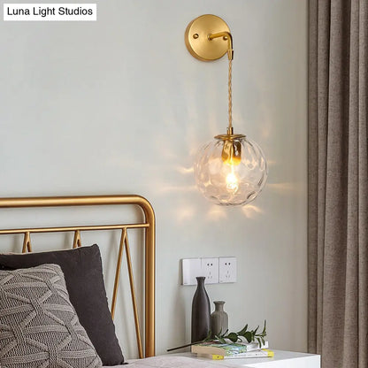 DecorBites™ Brass Bedside Wall Sconce Light with Water Glass Shade - Simplicity at Its Finest!