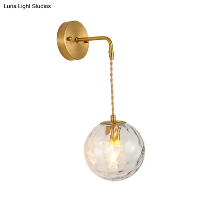 DecorBites™ Brass Bedside Wall Sconce Light with Water Glass Shade - Simplicity at Its Finest!