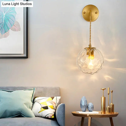 DecorBites™ Brass Bedside Wall Sconce Light with Water Glass Shade - Simplicity at Its Finest!