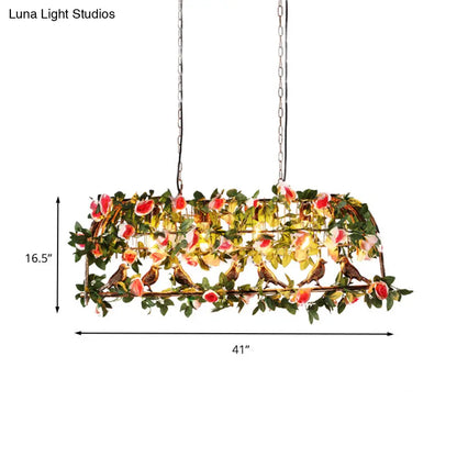 DecorBites™ Brass Birdcage Island Light Fixture with 4 Bulbs and Floral Design