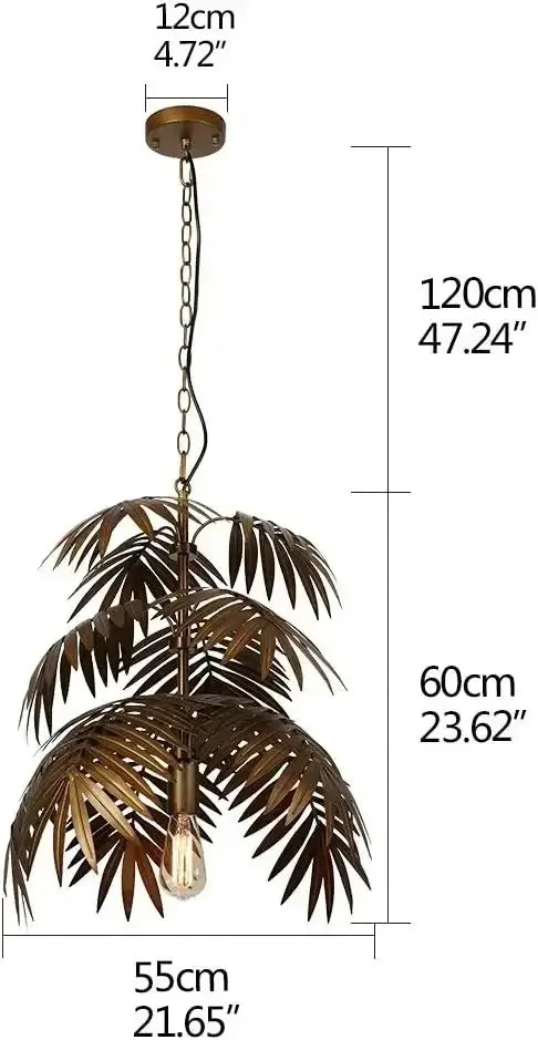 Bronze-colored brass boho coconut leaf chandelier with vintage edison bulb for dining room decorbites boho coconut light