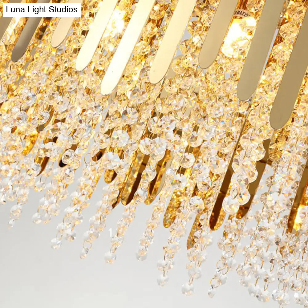 Lámpara de araña de latón - Kit colgante para sala de estar de 6 luces con pantalla de cristal cilíndrica