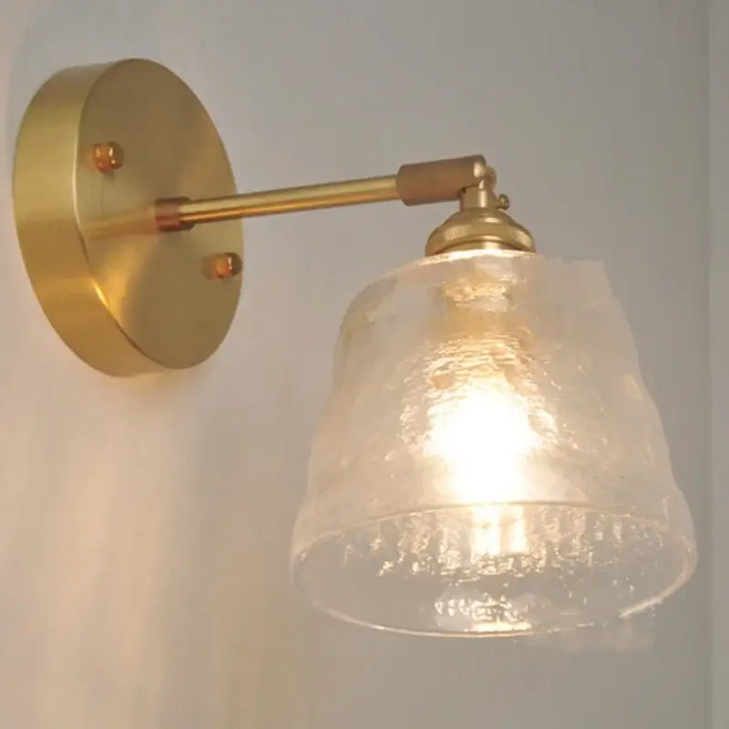 Brass clear glass led wall sconce with textured translucent glass shade and pull chain for bedroom decorbites clear glass lighting