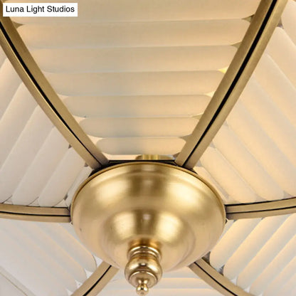 DecorBites™ DecorBites™ Brass Colonial Beveled Flush Mount Ceiling Light with Opaline Glass - Ideal for Bedroom - 4 Bulbs