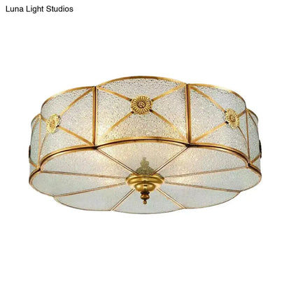 DecorBites™ DecorBites™ Brass Colonial Scallop Ceiling Light - Bedroom Chandelier with Seeded Glass, Flush Mount - 3/4/6 Bulbs