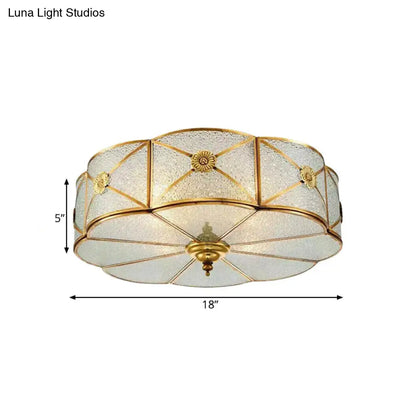DecorBites™ DecorBites™ Brass Colonial Scallop Ceiling Light - Bedroom Chandelier with Seeded Glass, Flush Mount - 3/4/6 Bulbs