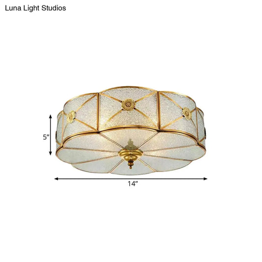 DecorBites™ DecorBites™ Brass Colonial Scallop Ceiling Light - Bedroom Chandelier with Seeded Glass, Flush Mount - 3/4/6 Bulbs