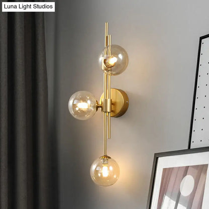 DecorBites™ DecorBites™ Brass Designer Ball Wall Light Sconce with 3-Head Glass for Bedroom