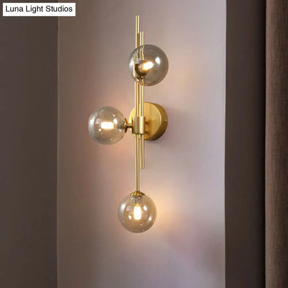 DecorBites™ DecorBites™ Brass Designer Ball Wall Light Sconce with 3-Head Glass for Bedroom
