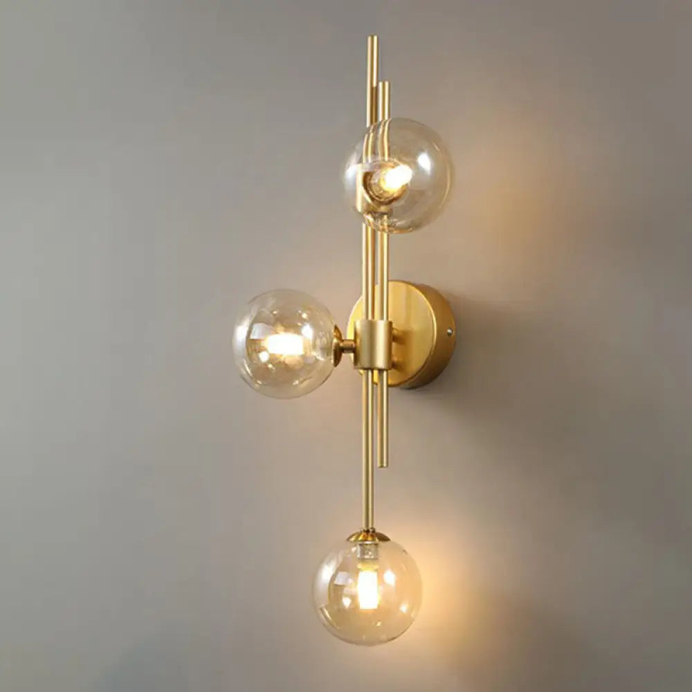 DecorBites™ DecorBites™ Brass Designer Ball Wall Light Sconce with 3-Head Glass for Bedroom