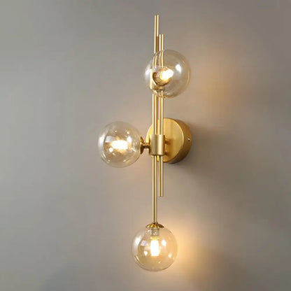 DecorBites™ DecorBites™ Brass Designer Ball Wall Light Sconce with 3-Head Glass for Bedroom