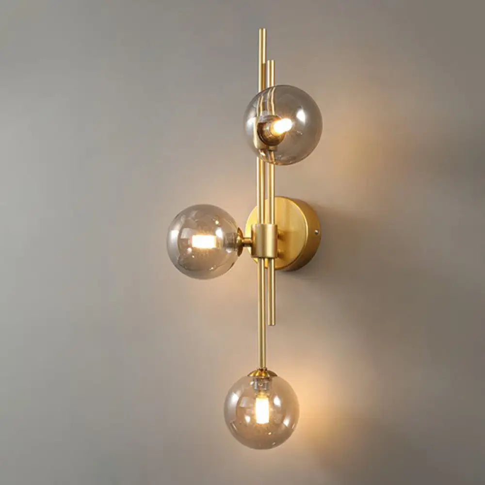 DecorBites™ DecorBites™ Brass Designer Ball Wall Light Sconce with 3-Head Glass for Bedroom