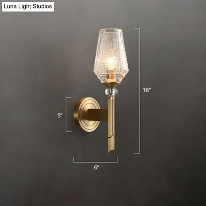DecorBites™ Brass Diamond Shaped Wall Sconce with Lattice Glass Shade - Modern Wall Light