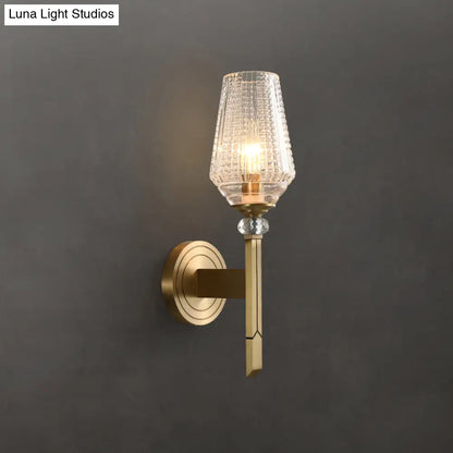 DecorBites™ Brass Diamond Shaped Wall Sconce with Lattice Glass Shade - Modern Wall Light