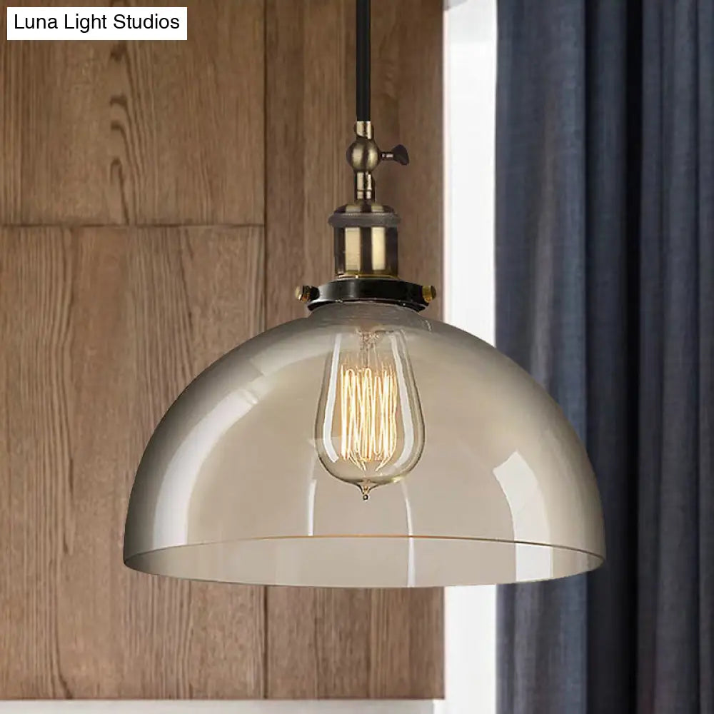 Brass Dome Pendant Ceiling Light with Clear Glass and 1 Light - Perfect for Dining Room