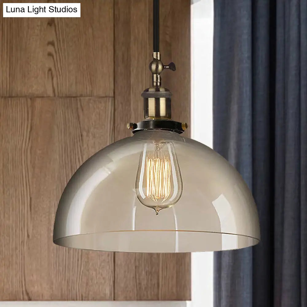 Brass Dome Pendant Ceiling Light with Clear Glass and 1 Light - Perfect for Dining Room