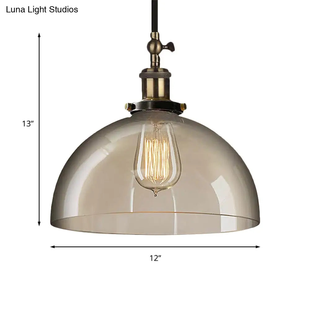 Brass Dome Pendant Ceiling Light with Clear Glass and 1 Light - Perfect for Dining Room