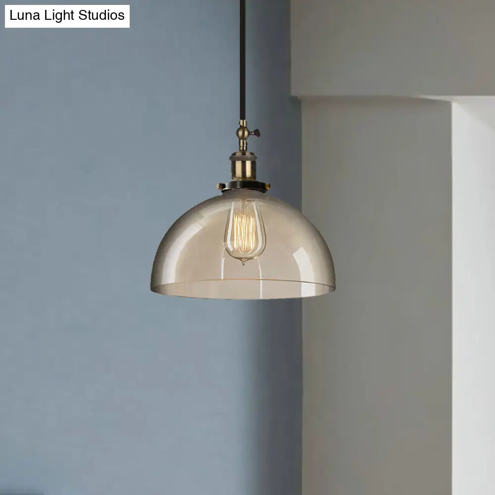 Brass Dome Pendant Ceiling Light with Clear Glass and 1 Light - Perfect for Dining Room