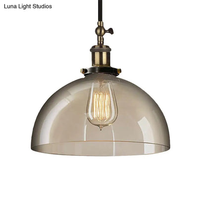 Brass Dome Pendant Ceiling Light with Clear Glass and 1 Light - Perfect for Dining Room