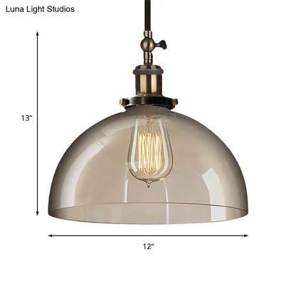 Brass Dome Pendant Ceiling Light with Clear Glass and 1 Light - Perfect for Dining Room