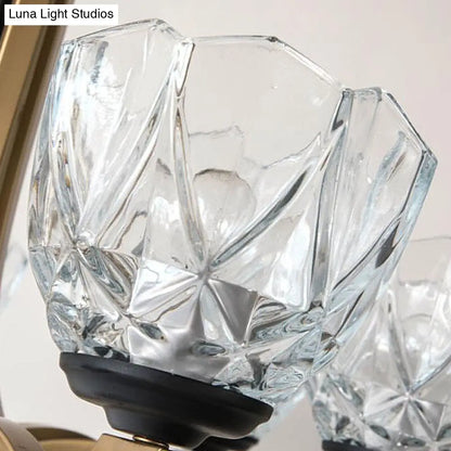 Lámpara colgante de latón con pantalla de cristal transparente - Lámpara de araña moderna de 5 luces