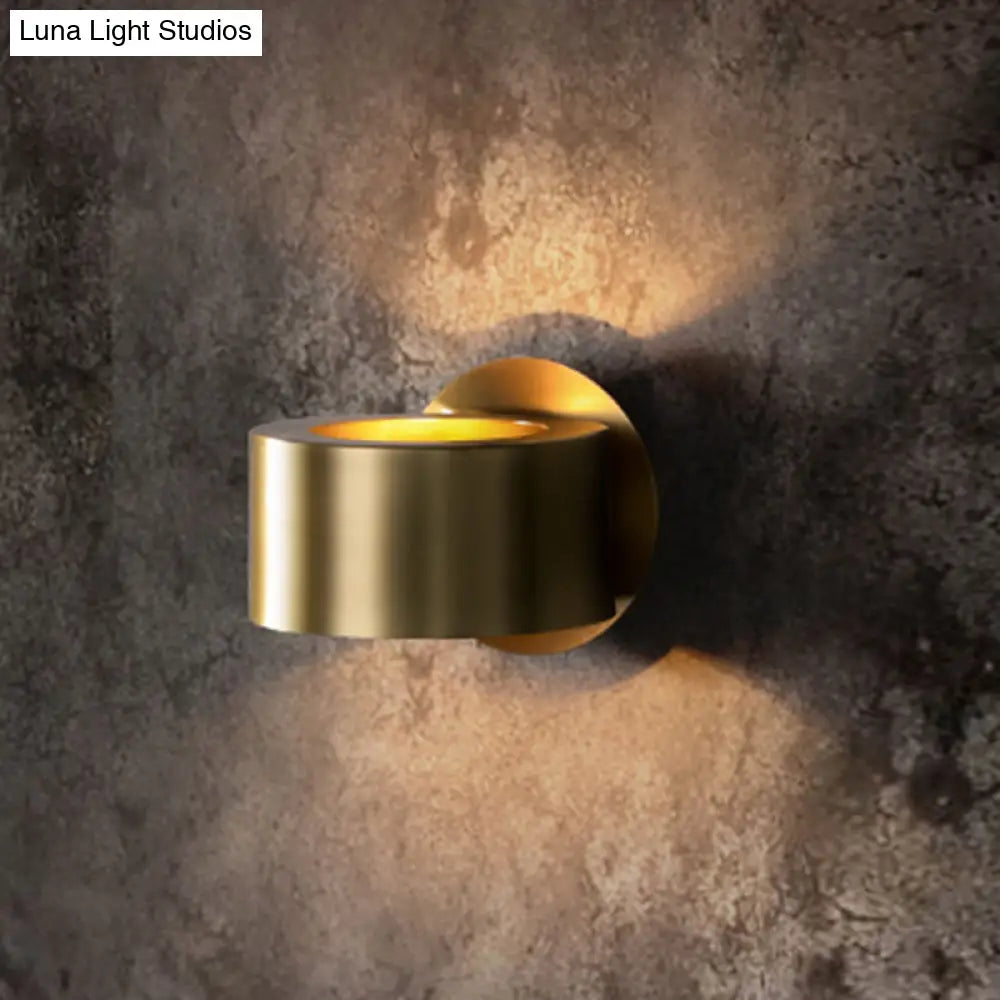 DecorBites™ DecorBites™ Brass Drum Wall Sconce: Modern 1-Head Metal Bedroom Light