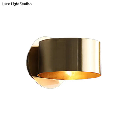 DecorBites™ DecorBites™ Brass Drum Wall Sconce: Modern 1-Head Metal Bedroom Light
