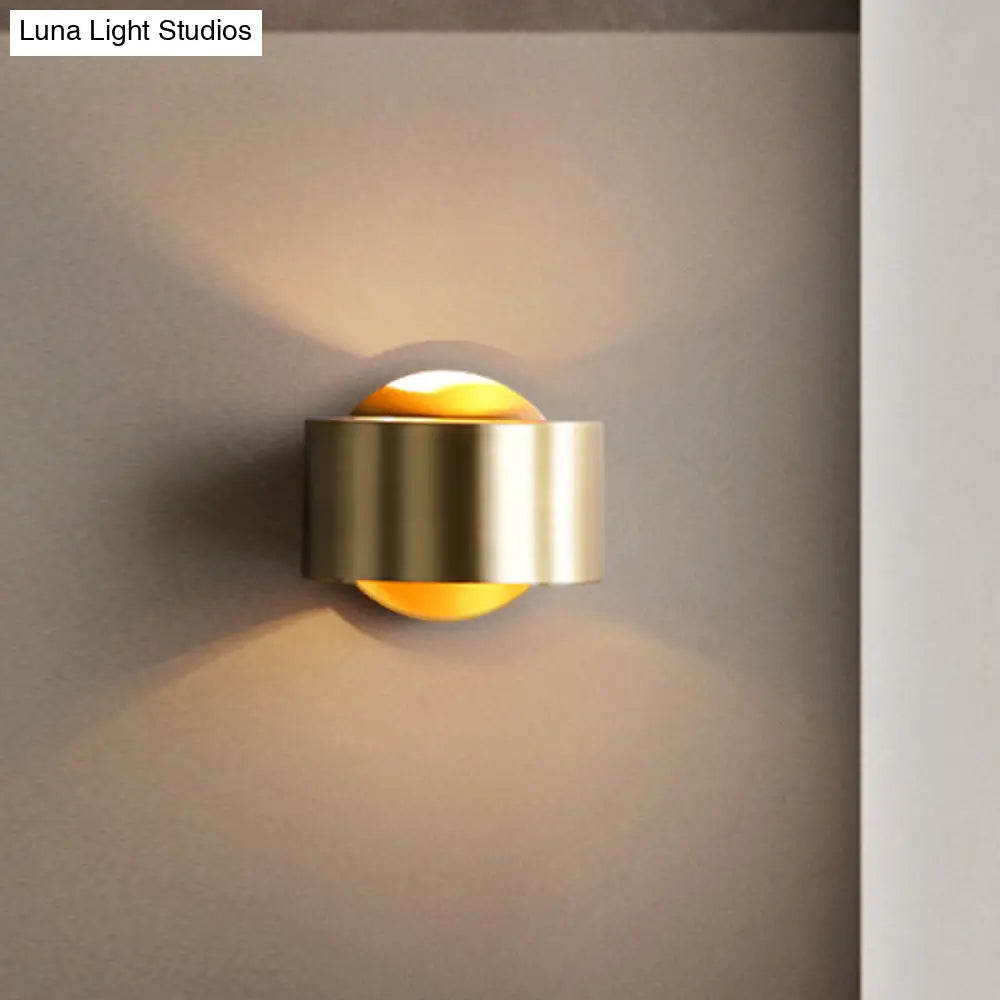 DecorBites™ DecorBites™ Brass Drum Wall Sconce: Modern 1-Head Metal Bedroom Light