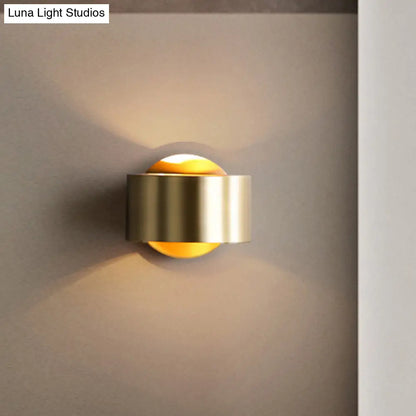 DecorBites™ DecorBites™ Brass Drum Wall Sconce: Modern 1-Head Metal Bedroom Light