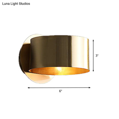 DecorBites™ DecorBites™ Brass Drum Wall Sconce: Modern 1-Head Metal Bedroom Light