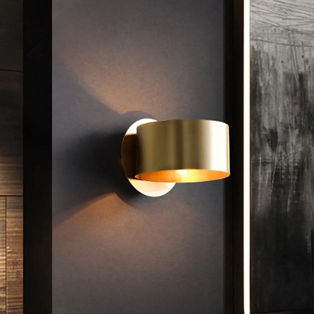 DecorBites™ DecorBites™ Brass Drum Wall Sconce: Modern 1-Head Metal Bedroom Light