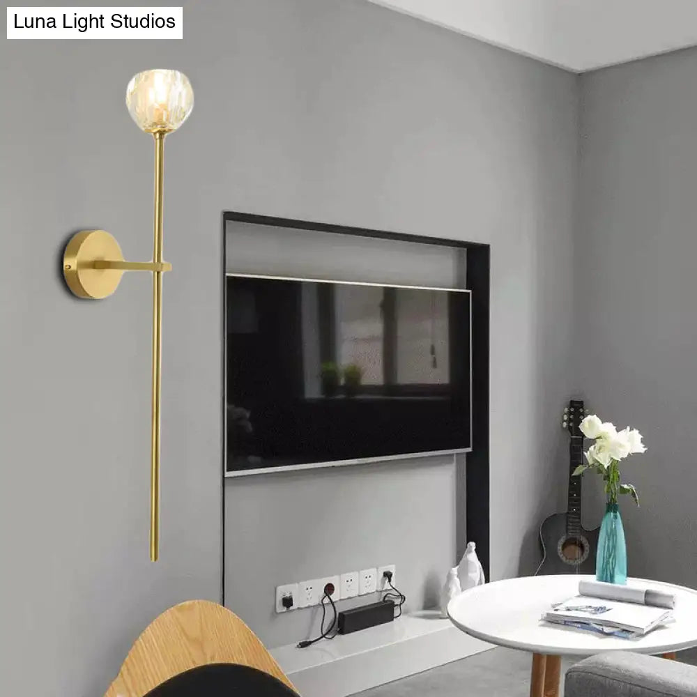 DecorBites™ Brass Faceted Sconce with Crystal Shade - Minimalist Wall Mounted Light Fixture