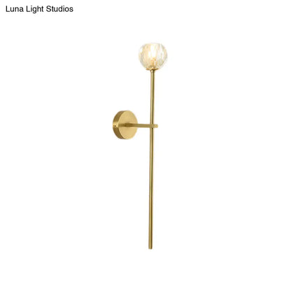 DecorBites™ Brass Faceted Sconce with Crystal Shade - Minimalist Wall Mounted Light Fixture