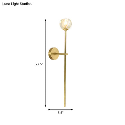 DecorBites™ Brass Faceted Sconce with Crystal Shade - Minimalist Wall Mounted Light Fixture