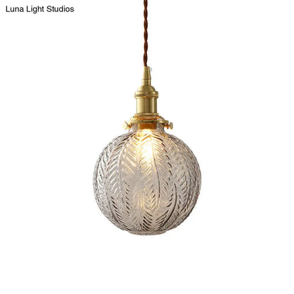 Brass Finish Clear Glass Pendant Light Kit - Modern Spherical Design, Ideal for Warehouse Décor