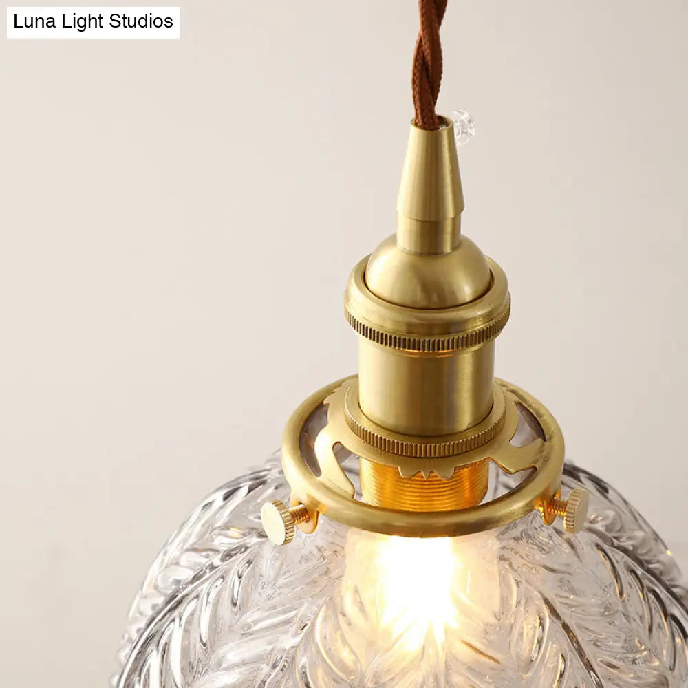 Brass Finish Clear Glass Pendant Light Kit - Modern Spherical Design, Ideal for Warehouse Décor