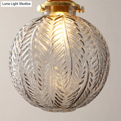 Brass Finish Clear Glass Pendant Light Kit - Modern Spherical Design, Ideal for Warehouse Décor