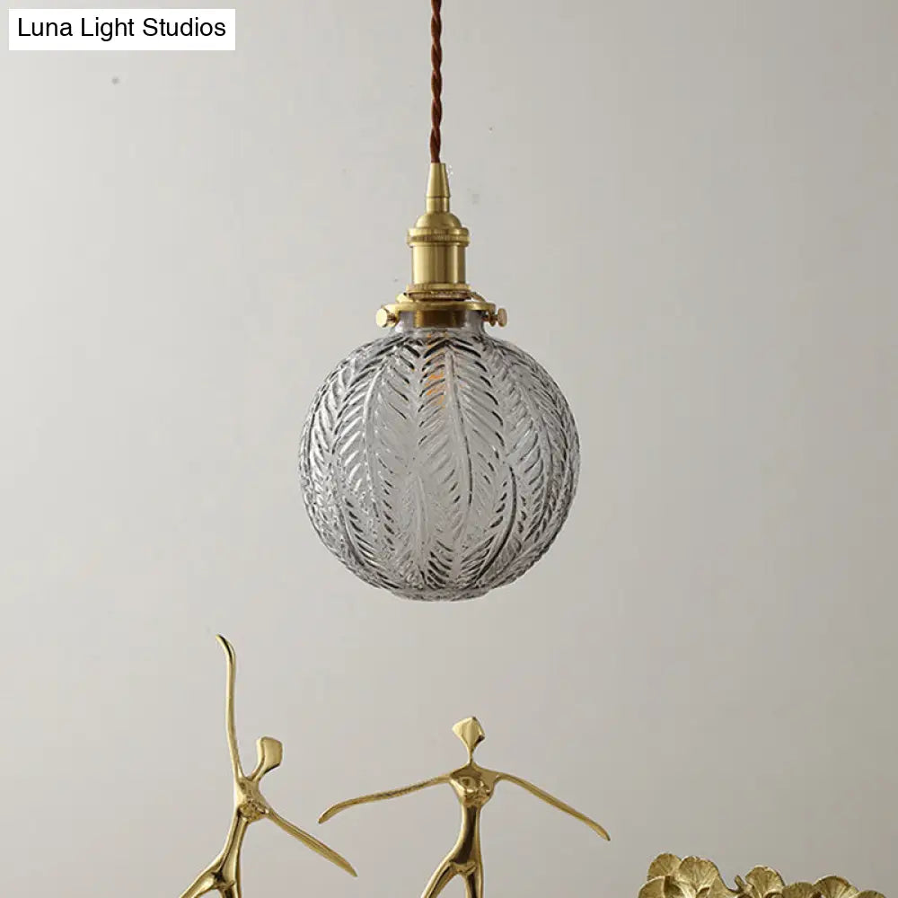 Brass Finish Clear Glass Pendant Light Kit - Modern Spherical Design, Ideal for Warehouse Décor