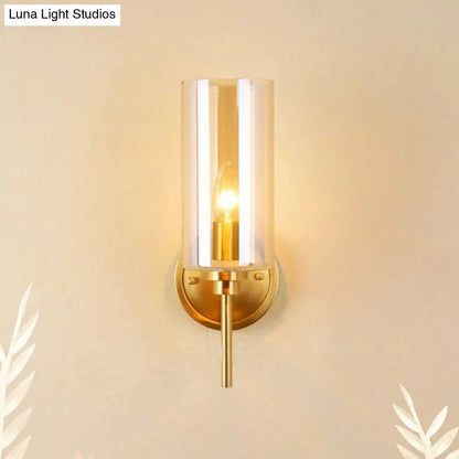 DecorBites™ Brass Finish Clear Glass Wall Sconce Single Bulb Lamp