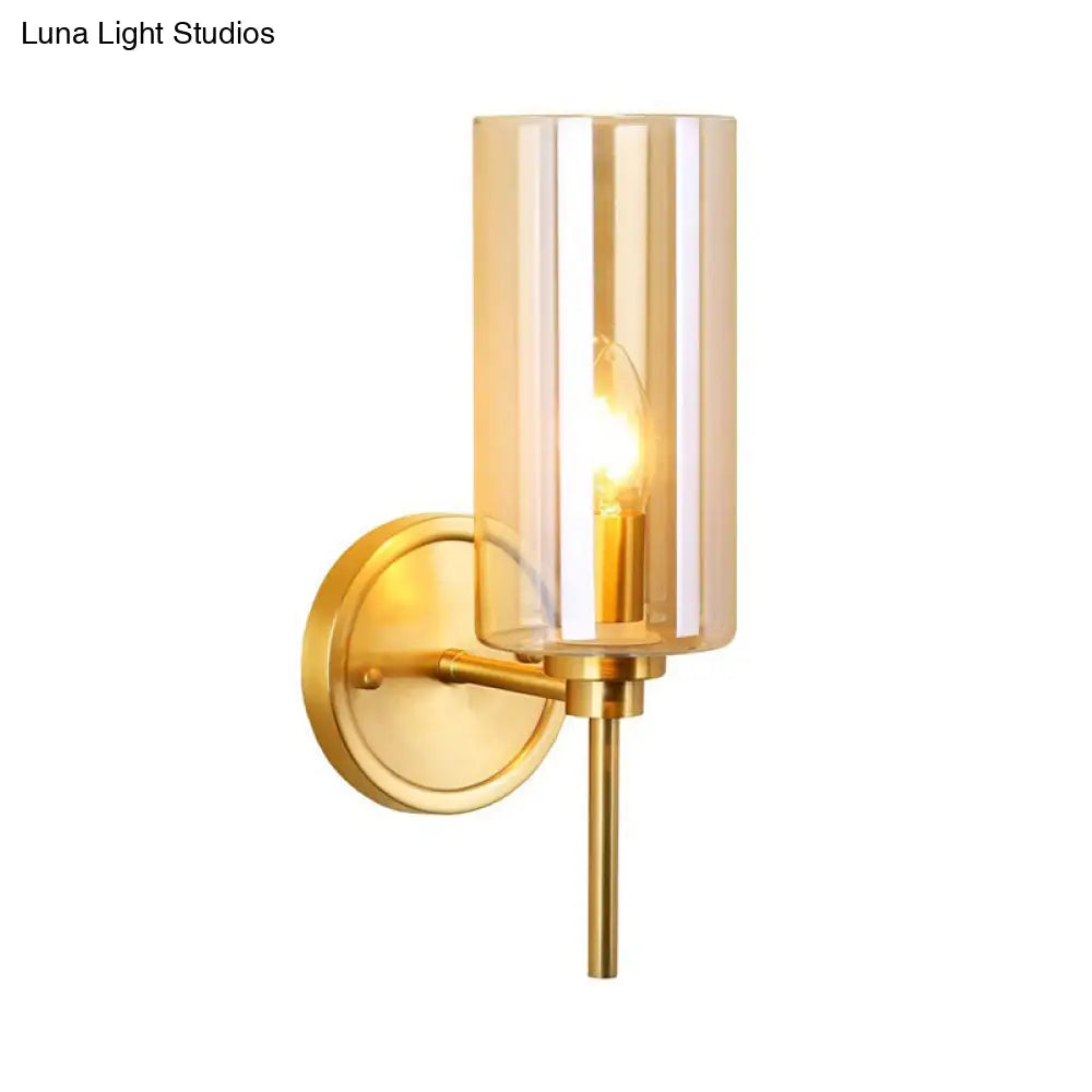 DecorBites™ Brass Finish Clear Glass Wall Sconce Single Bulb Lamp
