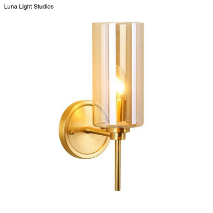 DecorBites™ Brass Finish Clear Glass Wall Sconce Single Bulb Lamp