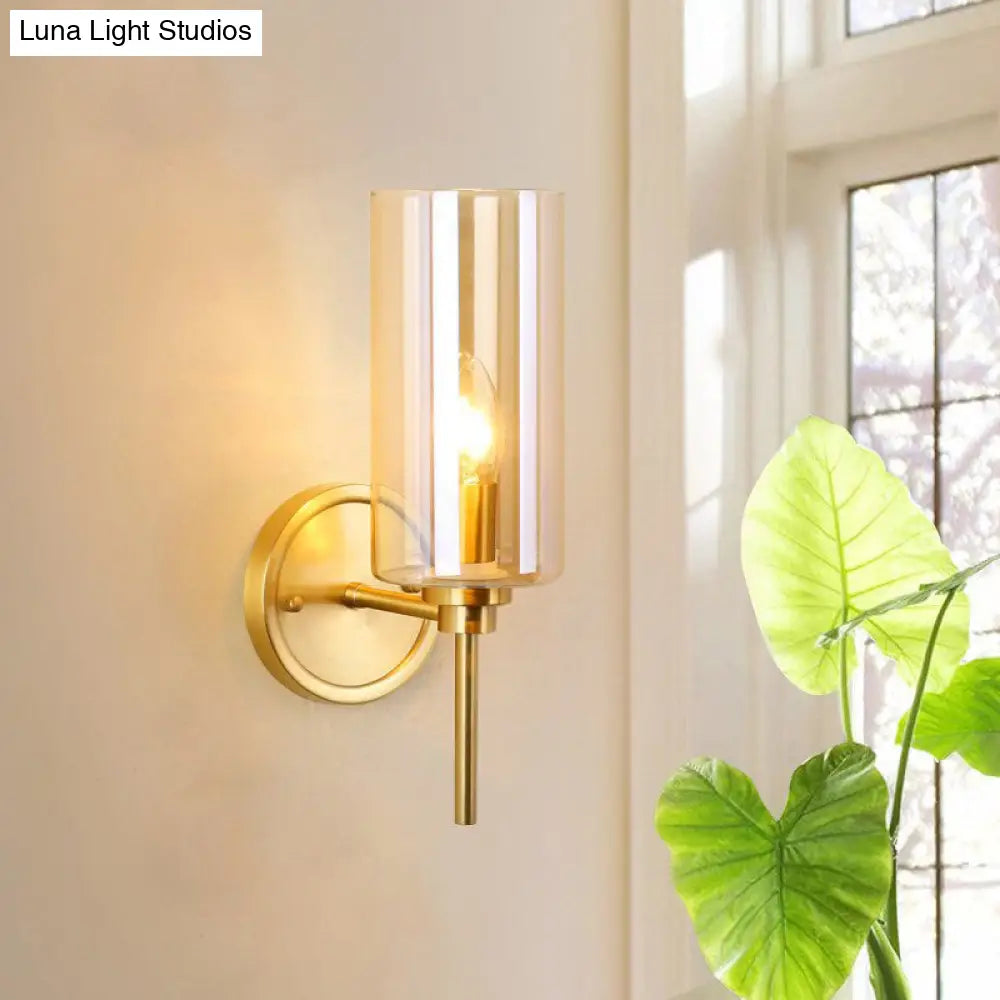 DecorBites™ Brass Finish Clear Glass Wall Sconce Single Bulb Lamp